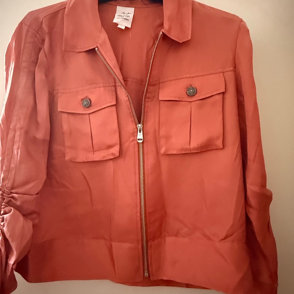 Cinq a Sept Brown Utility Jacket with Collared Neckline